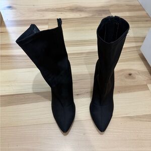 Simmi London Sz 8 Black Lycra ankle boots with pointed toe block heel